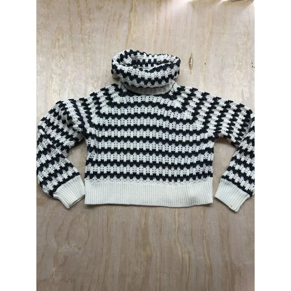 John + Jenn Chunky Striped Cowl Neck Knit Sweater Size Extra Small